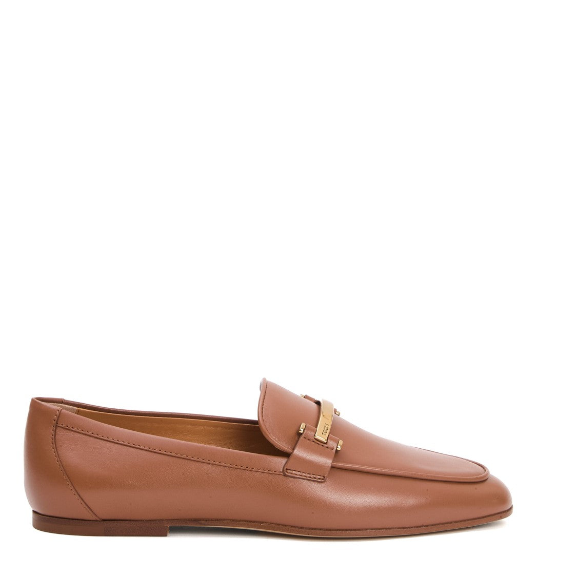 Tod's Sole Leather Leather Leather Gold Bar Moccasin