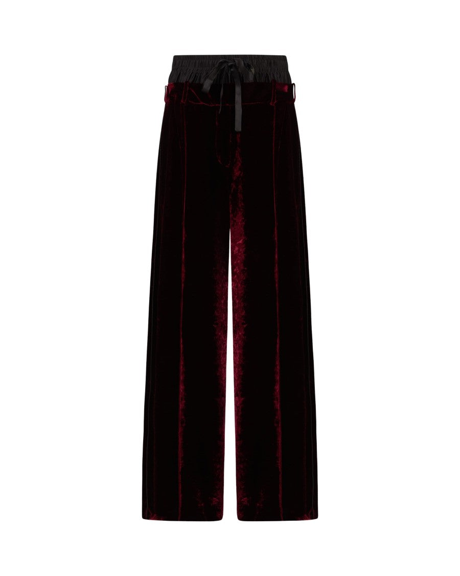 Serena Bute Velvet Double Waistband Relaxed Jogger - Burgundy