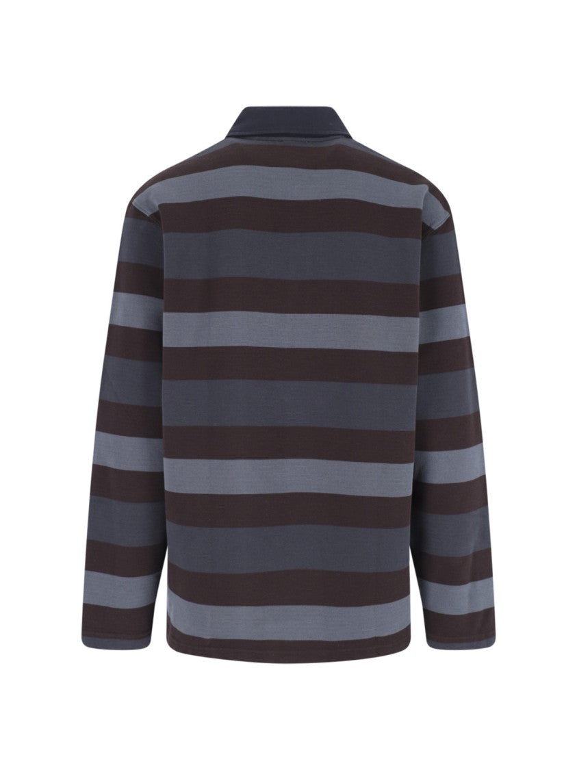 Off-White Stroke Multicolor Striped Long-Sleeve Cotton Polo Shirt