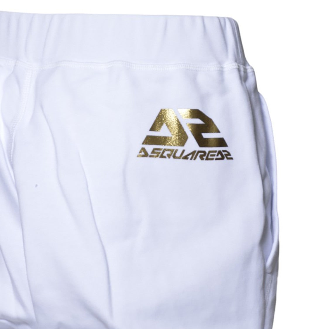 Dsquared2 Tapered-Fit White Trousers With Elasticated Waistband And Cuffs