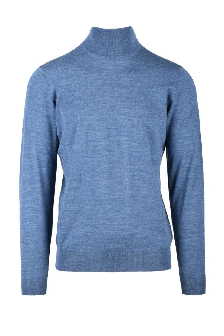 Filippo De Laurentiis Blue Merino Wool Men's Merino Wool Turtleneck