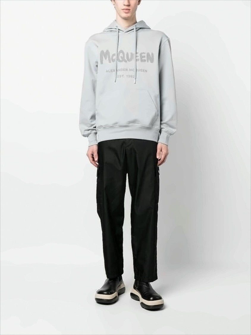 Alexander Mcqueen Relaxed Fit Cotton Hoodie With Bold Logo Detail