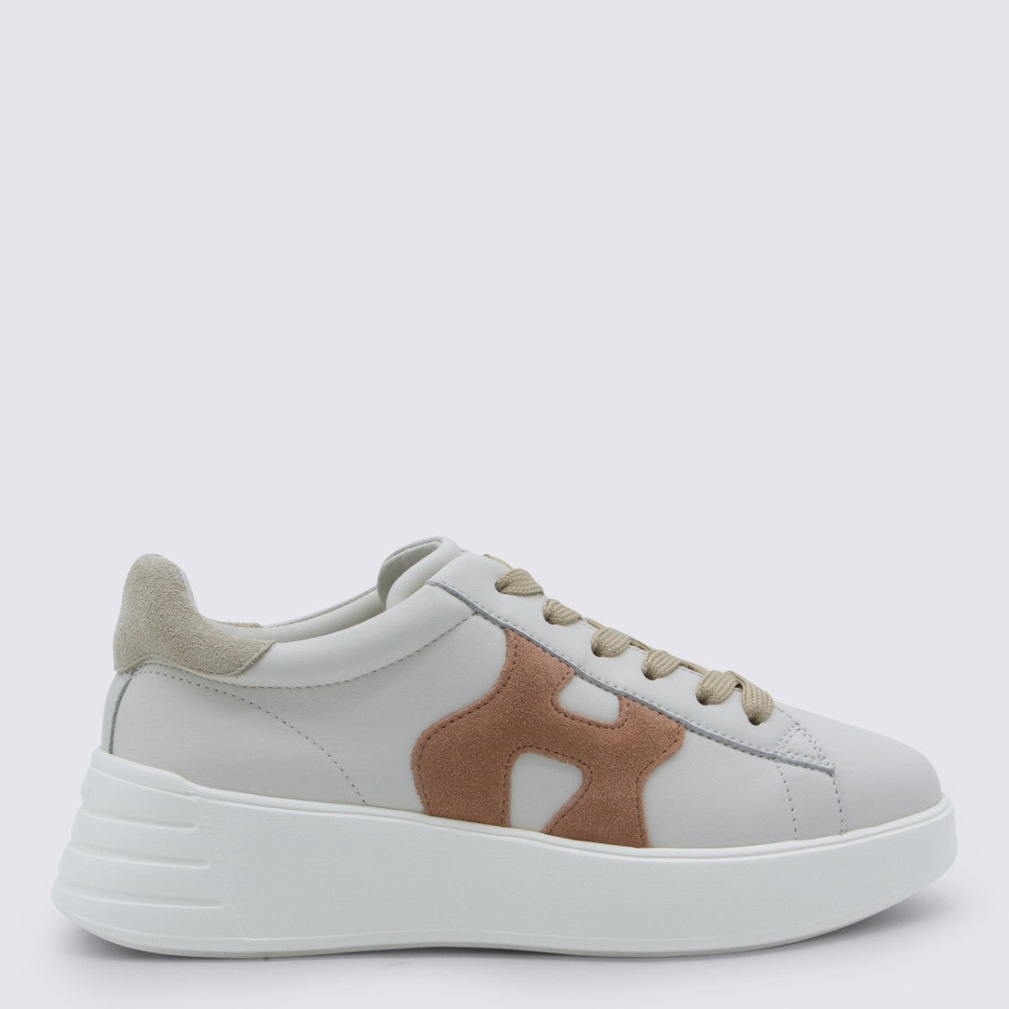 Hogan White Leather Sneakers With Suede Accent