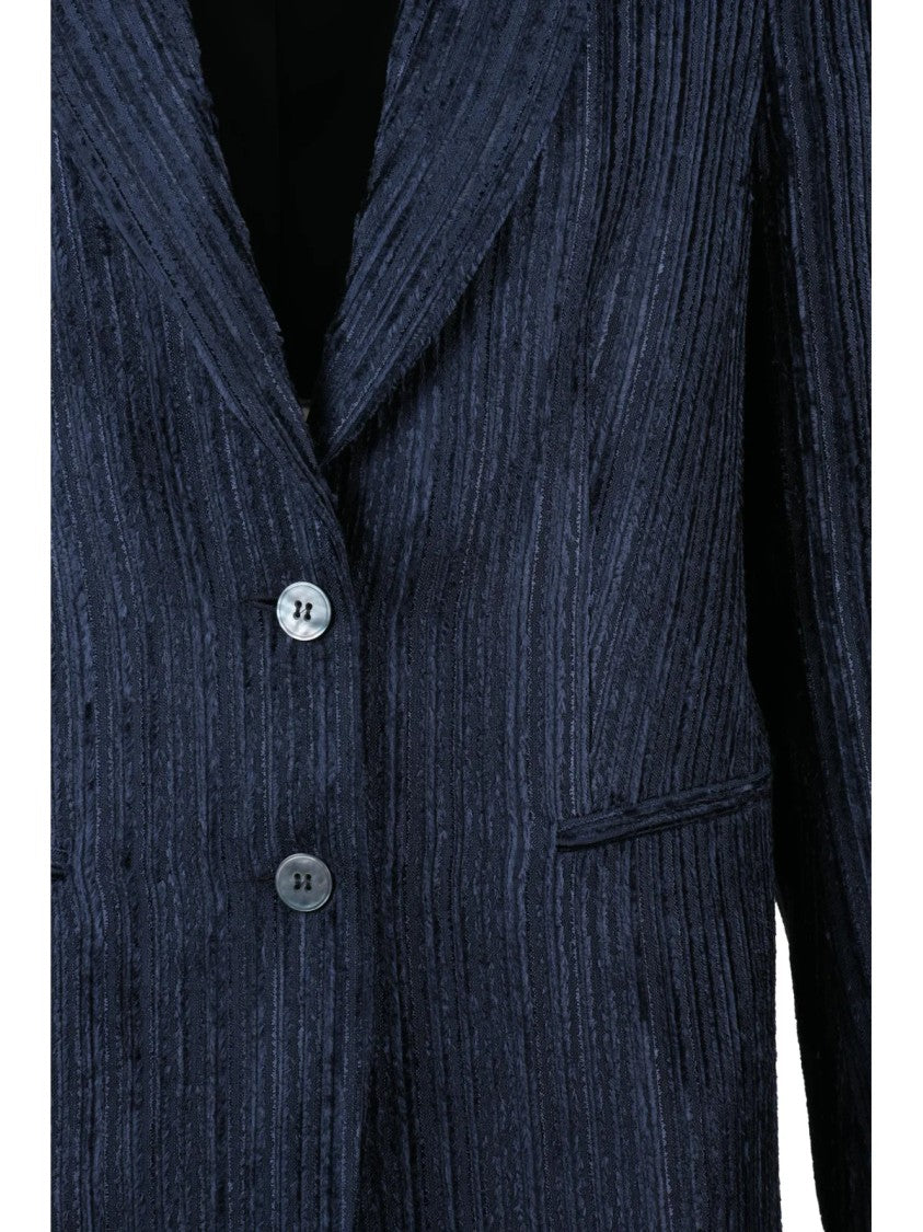 Peserico Velvet Textured Jacket With Notched Lapel And Button Closure