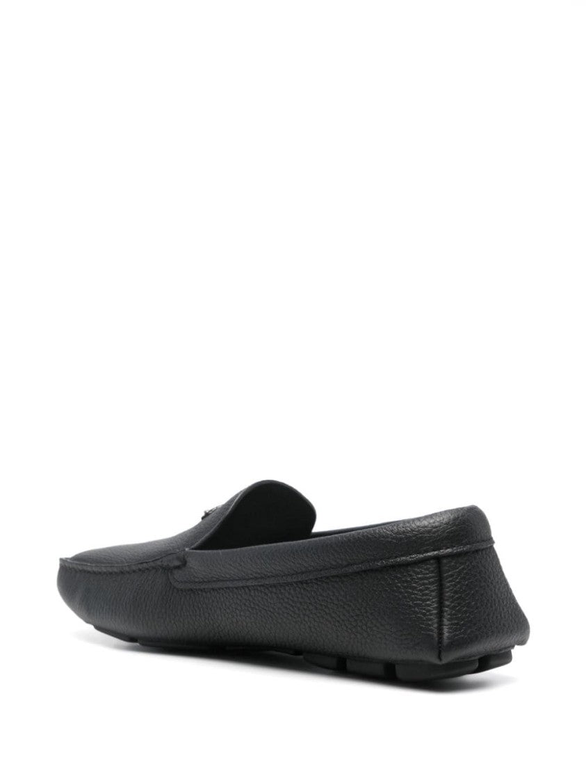 Prada Black Calf Leather Slip-On Loafers