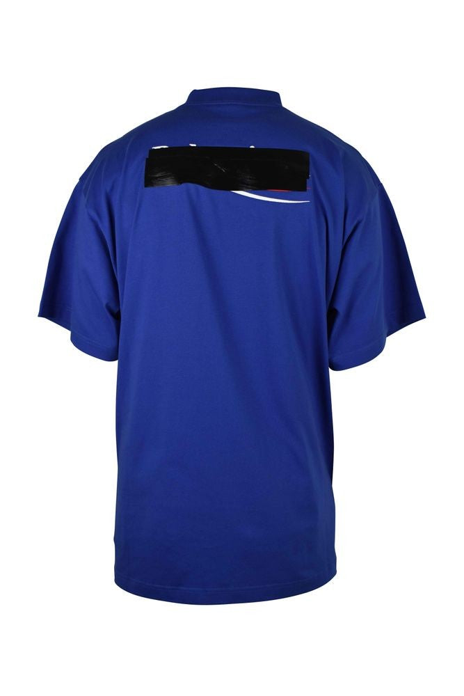 Balenciaga Royal Blue Oversized Political Gaffer T-Shirt