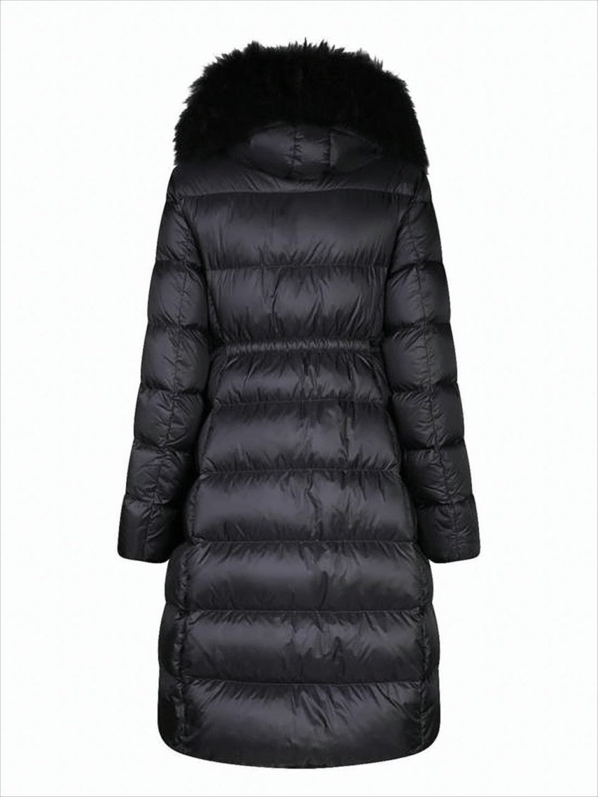 Moncler Quilted Down Coat With Fur-Trimmed Hood