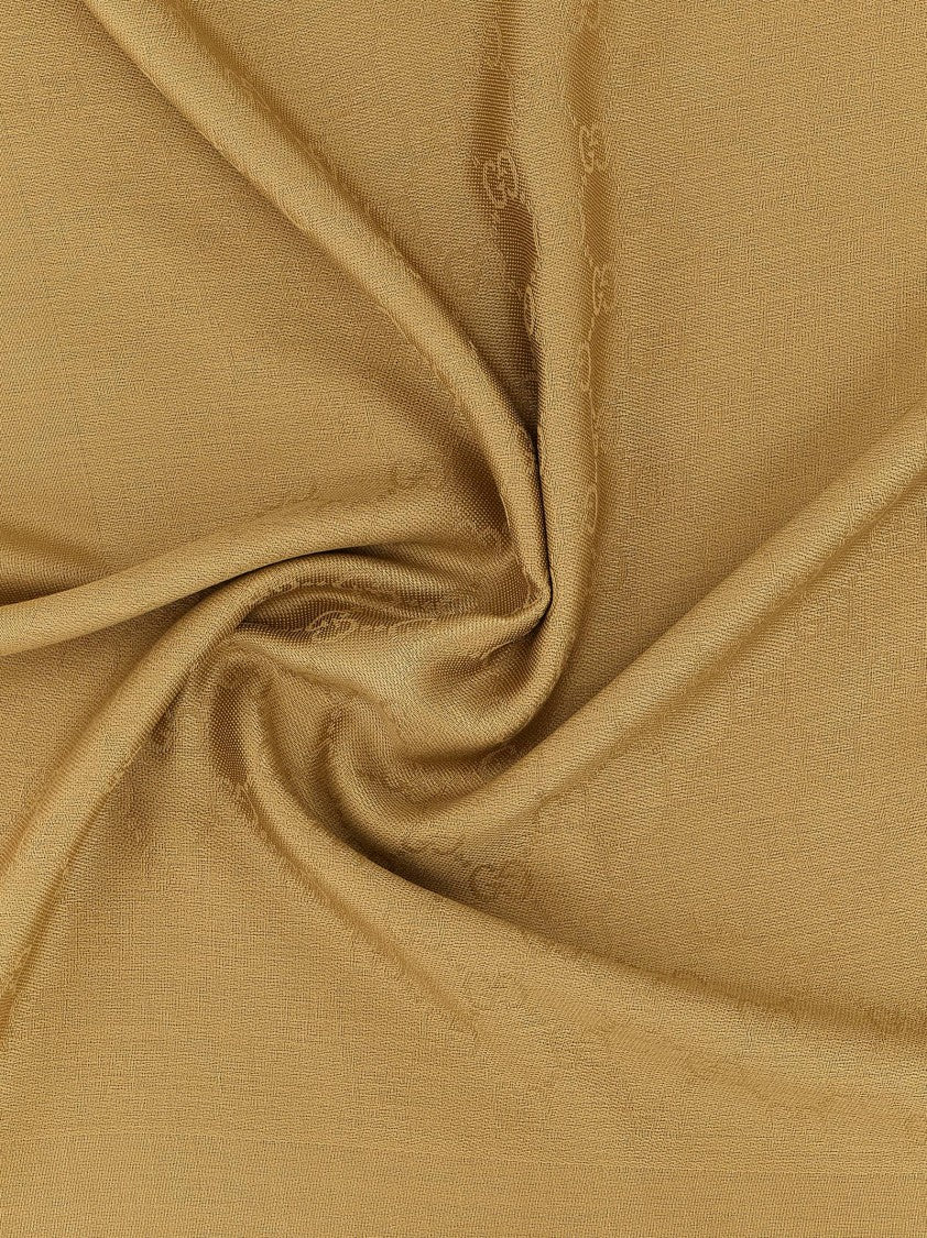 Gucci Gg Jacquard Cotton-Silk Shawl With Fringed Edges