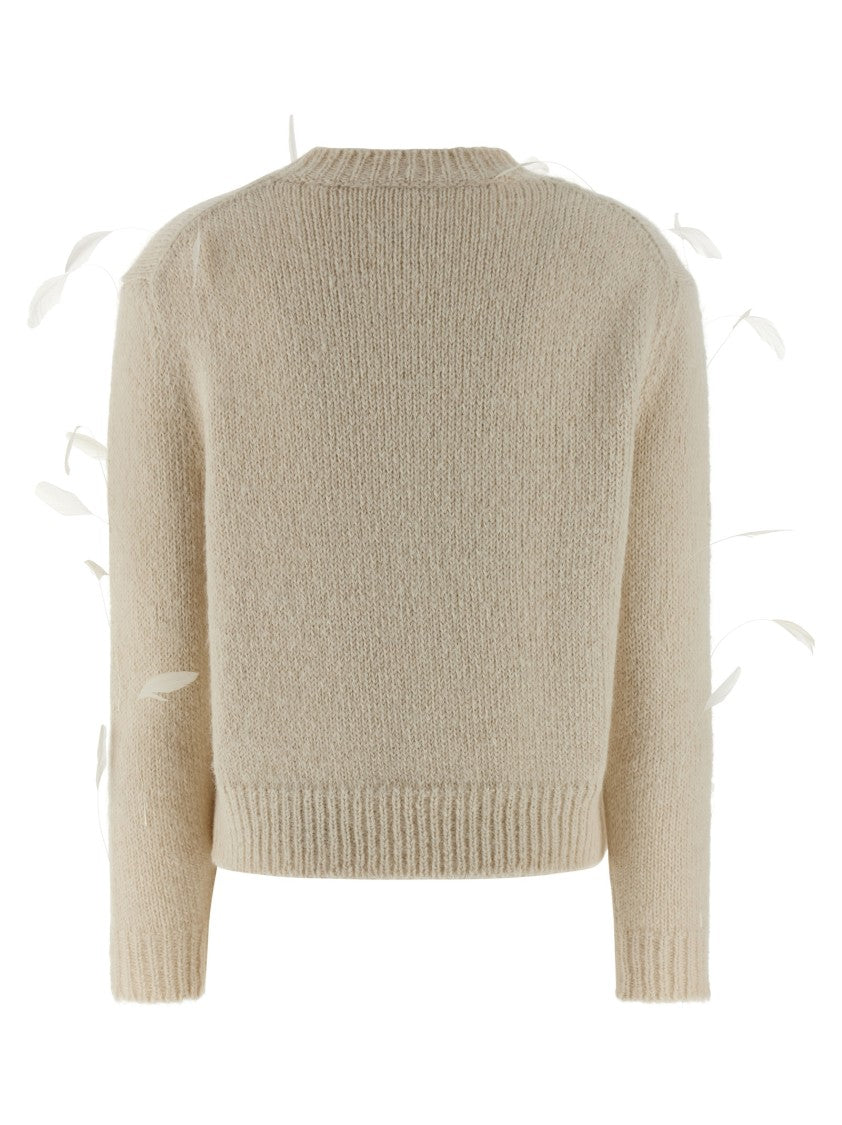Jil Sander Alpaca And Wool Sweater With Tone-On-Tone Feather Application