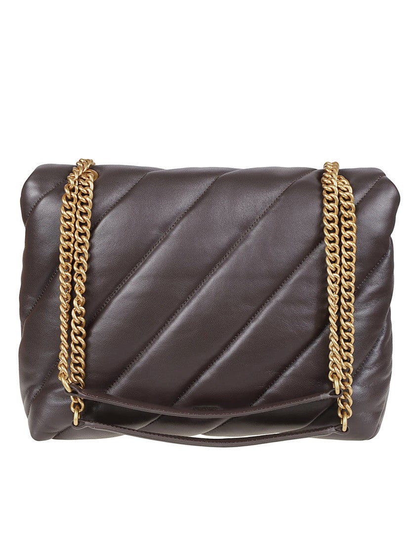 Pinko Brown Love Big Puff Maxi Quilt Sheepskin Bag