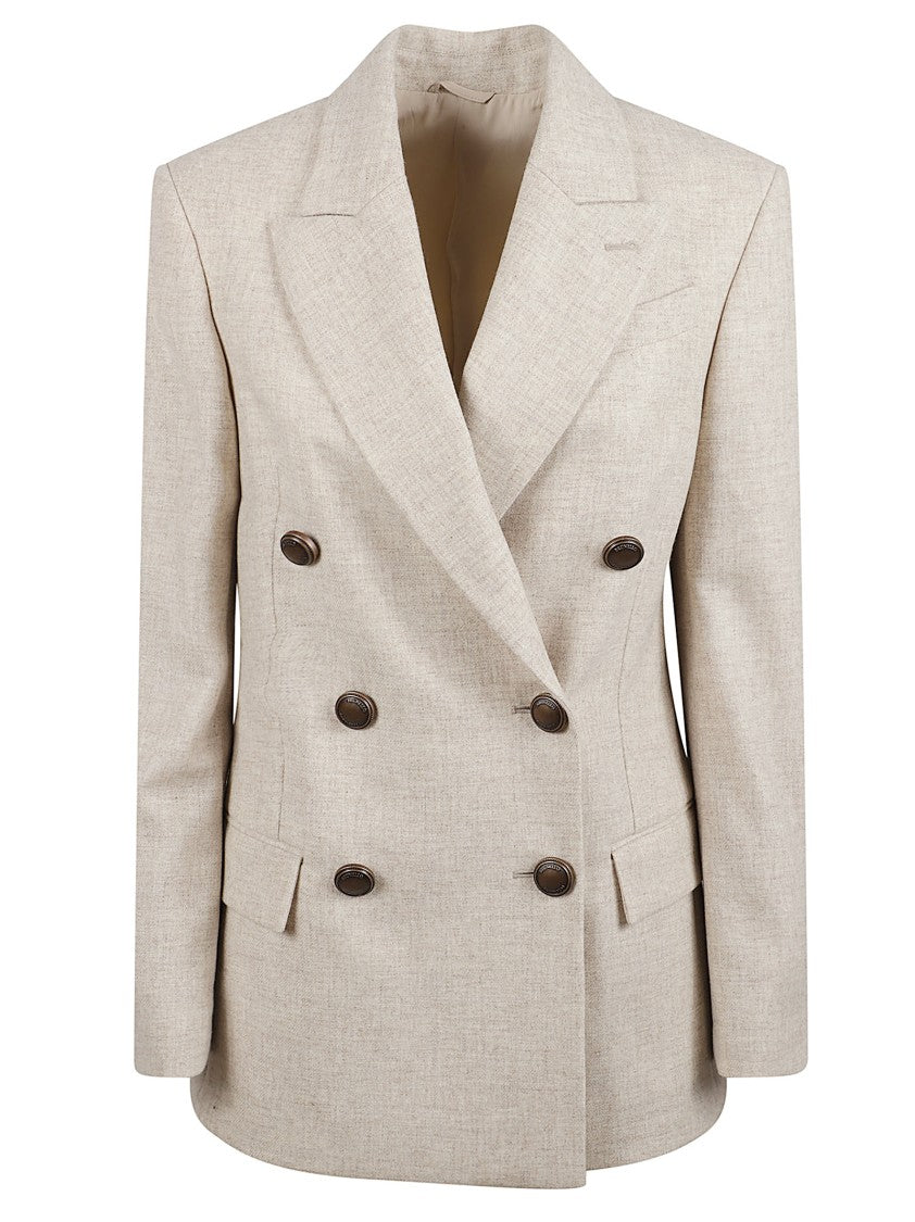 Brunello Cucinelli Double-Breasted Tailored Jacket With Peak Lapels