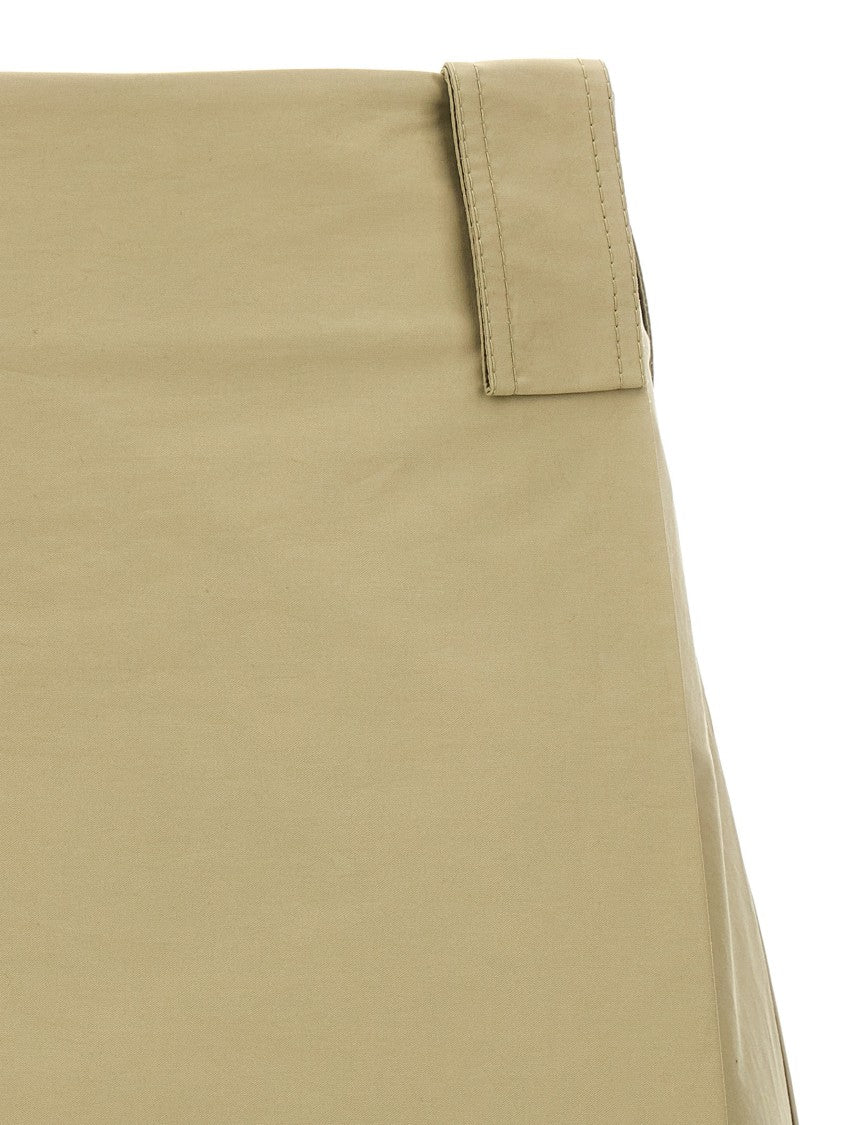 Burberry Pleated Cotton Skirt With Wallet Closure And Button Details