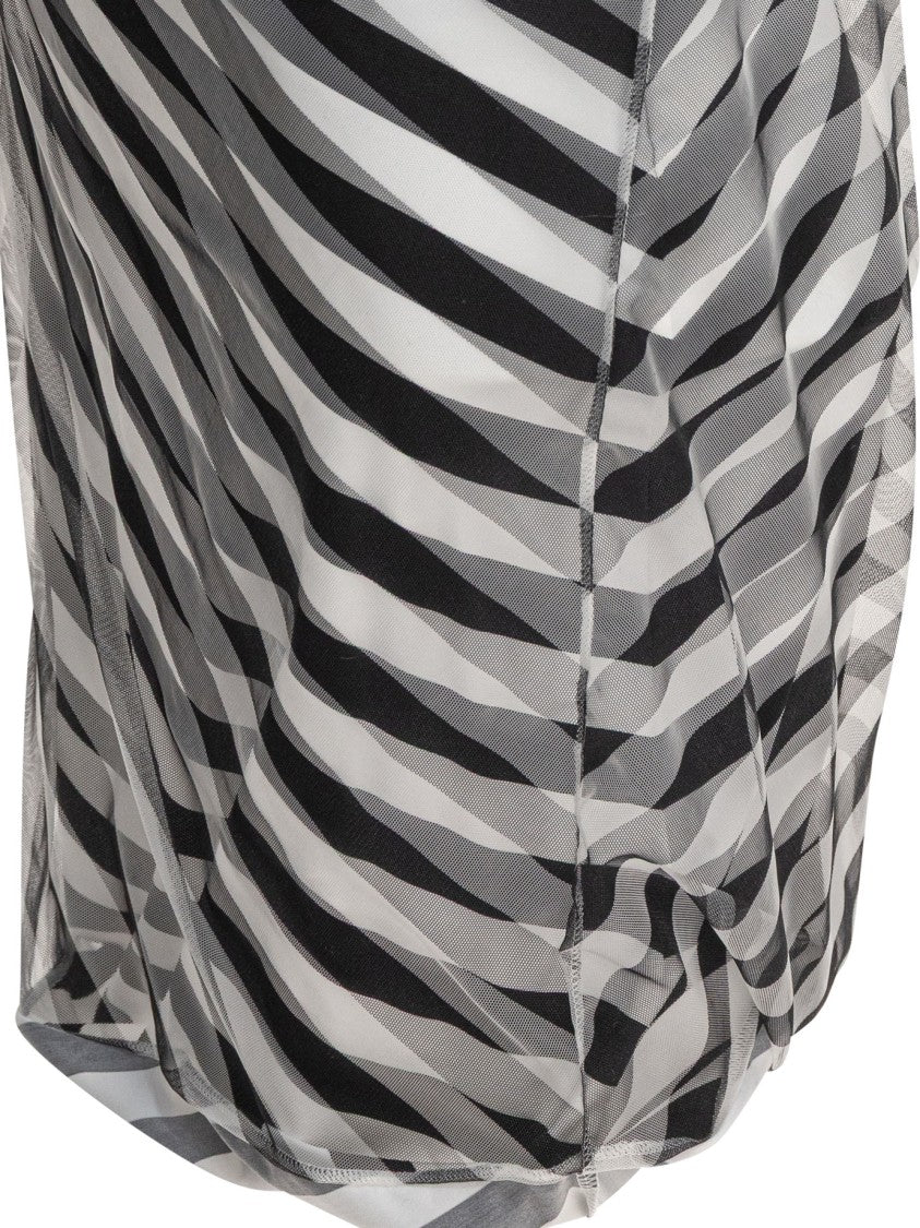 Max Mara Diagonal Stripe Dress With Gathered Neckline