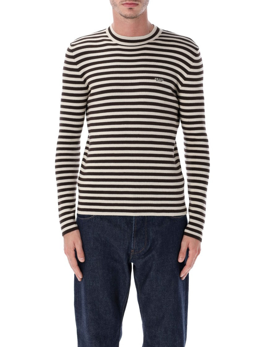 Prada Superfine Wool Striped Crew-Neck Sweater
