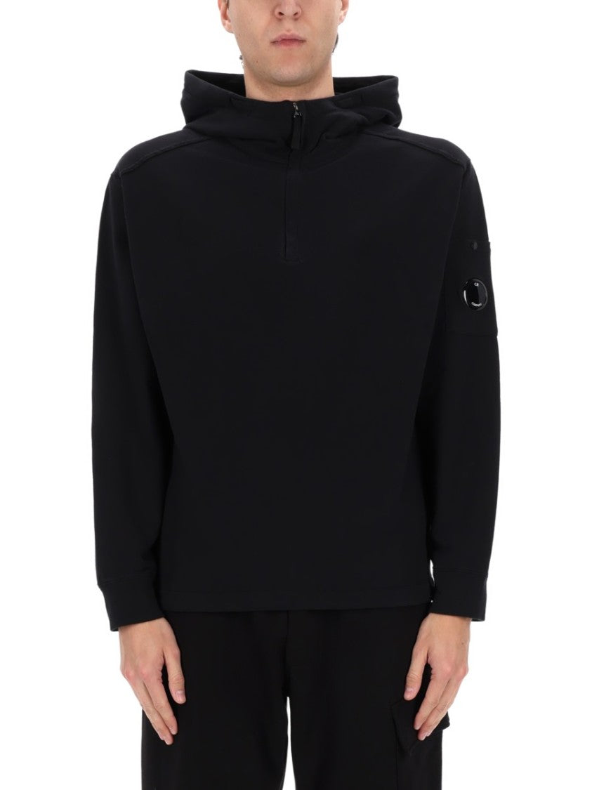 C.P. Company Half-Zip Sleeve Emblem Cotton Hoodie