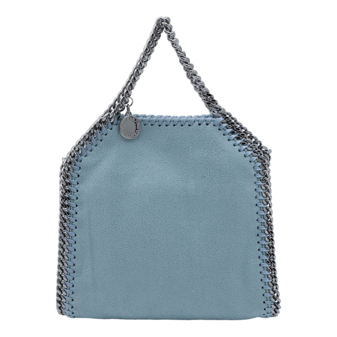 Stella Mccartney Textured Blue Handbag With Silver Chain Trim