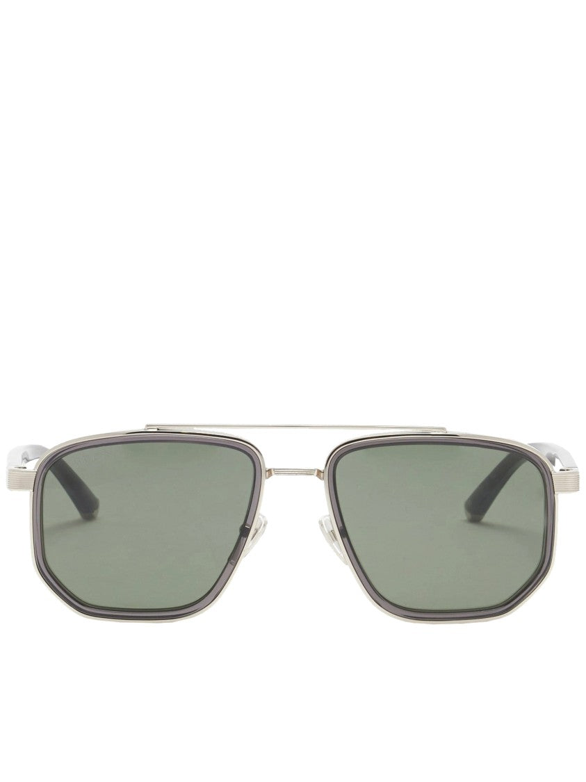 Gucci Silver Silver Metallic Angular Rectangular Sunglasses