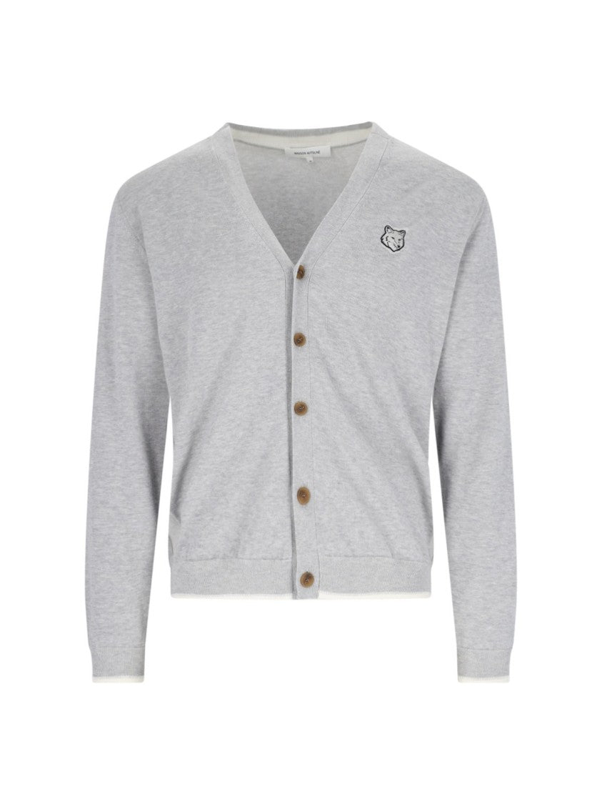 Maison Kitsuné Classic V-Neck Knit Cardigan With Embroidered Emblem