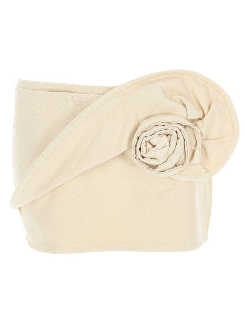 Magda Butrym Neutral Rolled Fabric Fitted Miniskirt