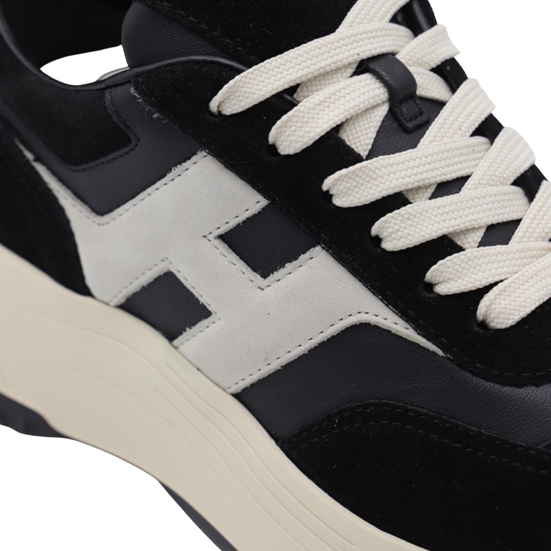 Hogan Black Sneakers With Cream Sole
