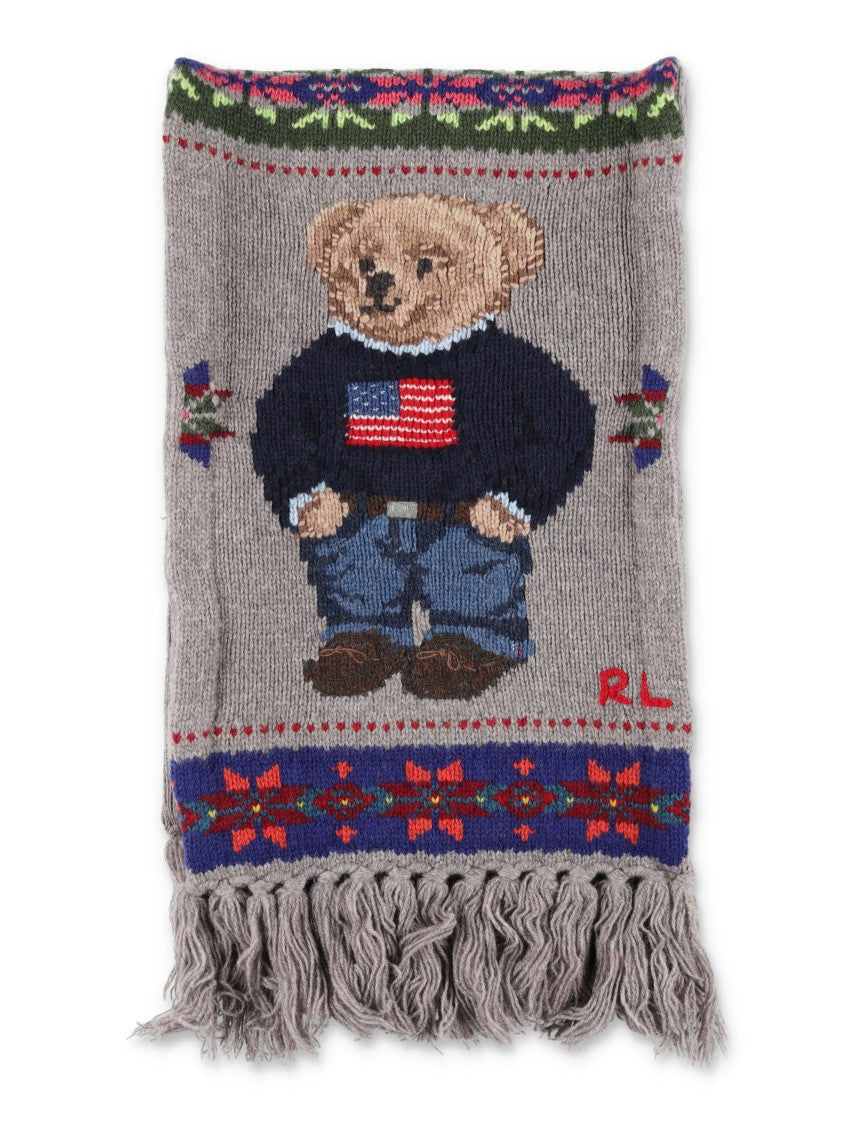 Polo Ralph Lauren Wool Blend Intarsia Polo Bear Scarf