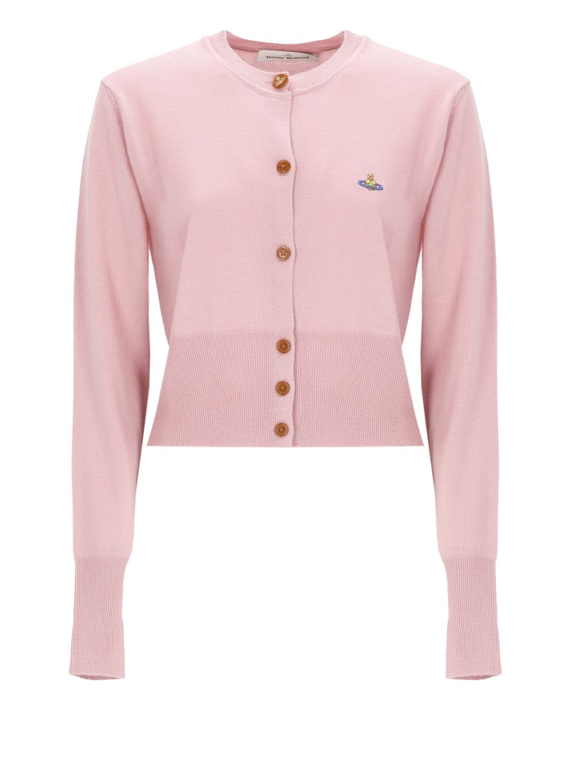 Vivienne Westwood Bea Cardigan With Embroidered Logo And Ribbed Trims