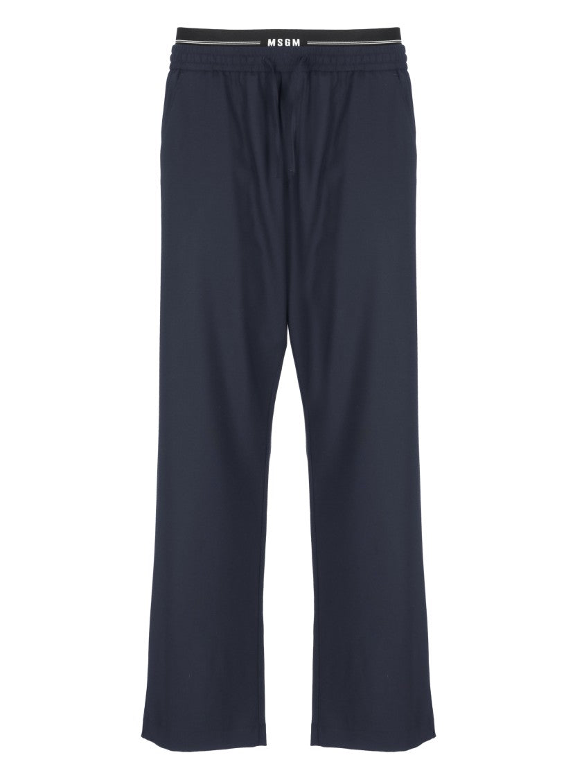 Msgm Blue Wool Pants