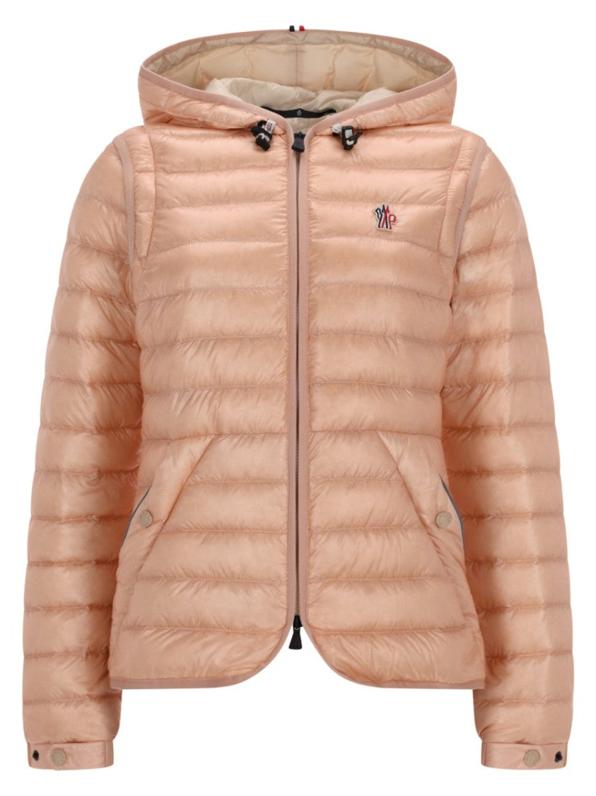 Moncler Grenoble Quilted Lightweight Jacket With Adjustable Hood And Embroidered Logo
