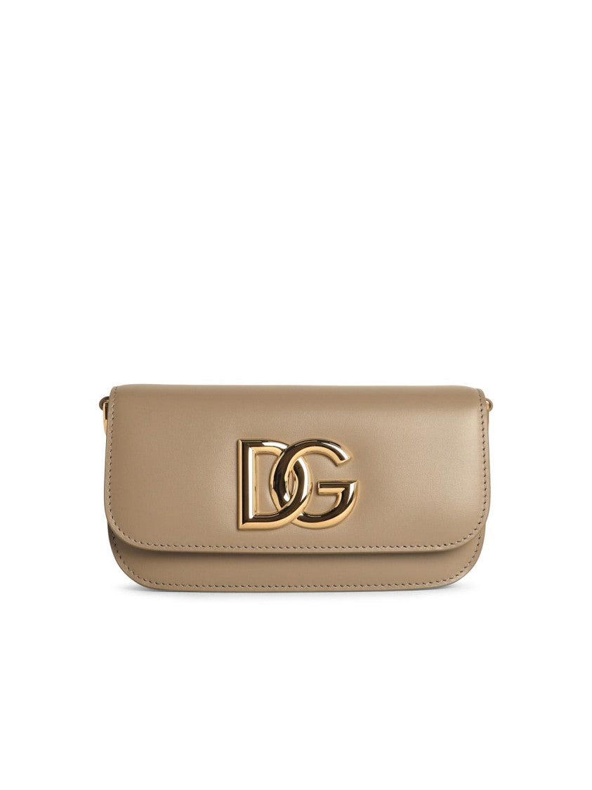 Dolce & Gabbana '3.5' Leather 'Taupe' Crossbody Bag