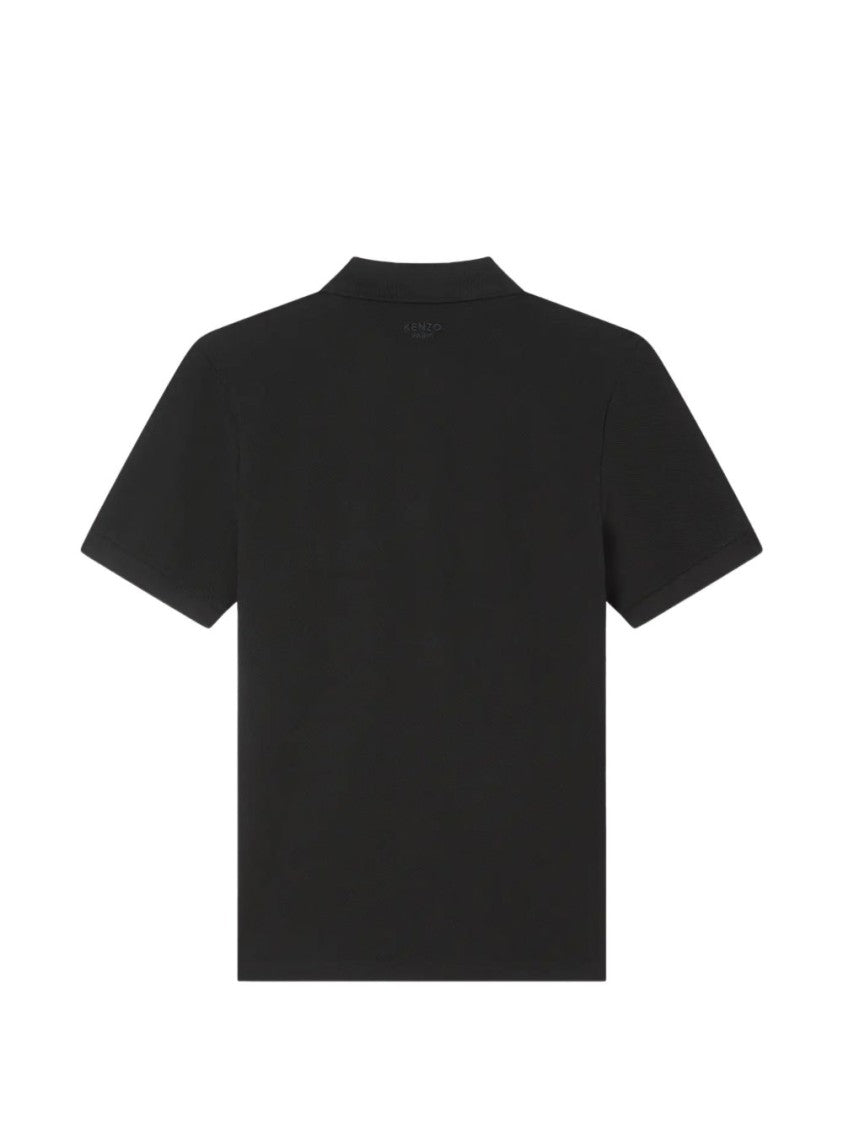 Kenzo Classic Black Polo Shirt With Silk-Nylon Blend