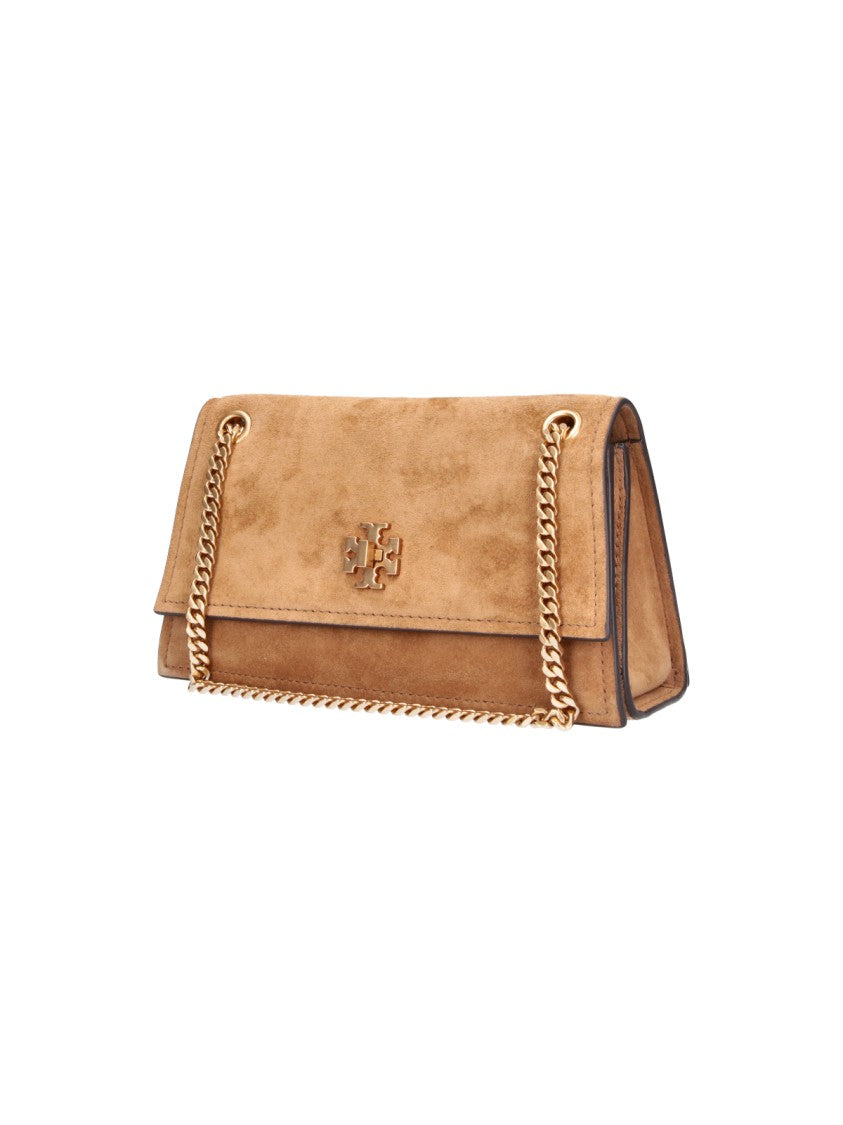 Tory Burch Brown Suede Mini Kira Turnlock Shoulder Bag