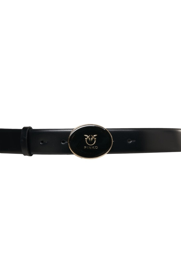 Pinko Refined Black Leather Belt