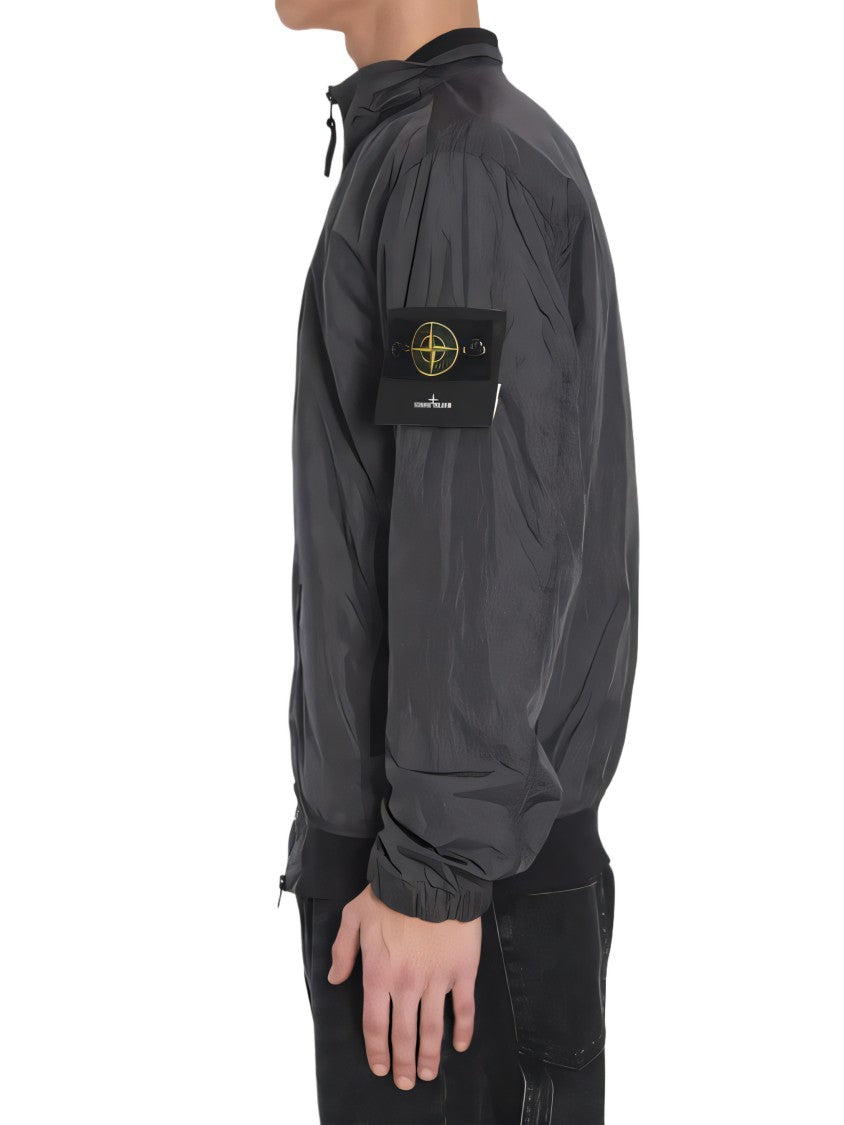 Stone Island Lightweight Grey Nylon Jacket With High Collar