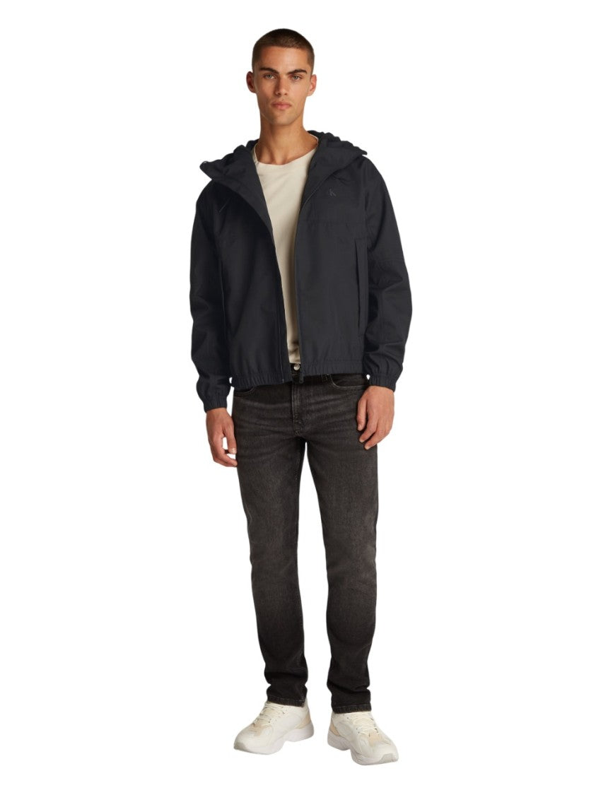 Calvin Klein Waterproof Black Drawstring Hood Jacket With Multiple Pockets
