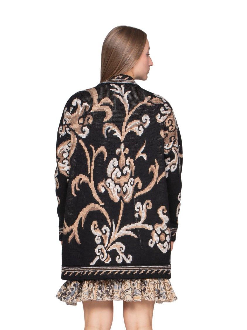 Etro Intricate Floral Pattern Open-Front Cardigan
