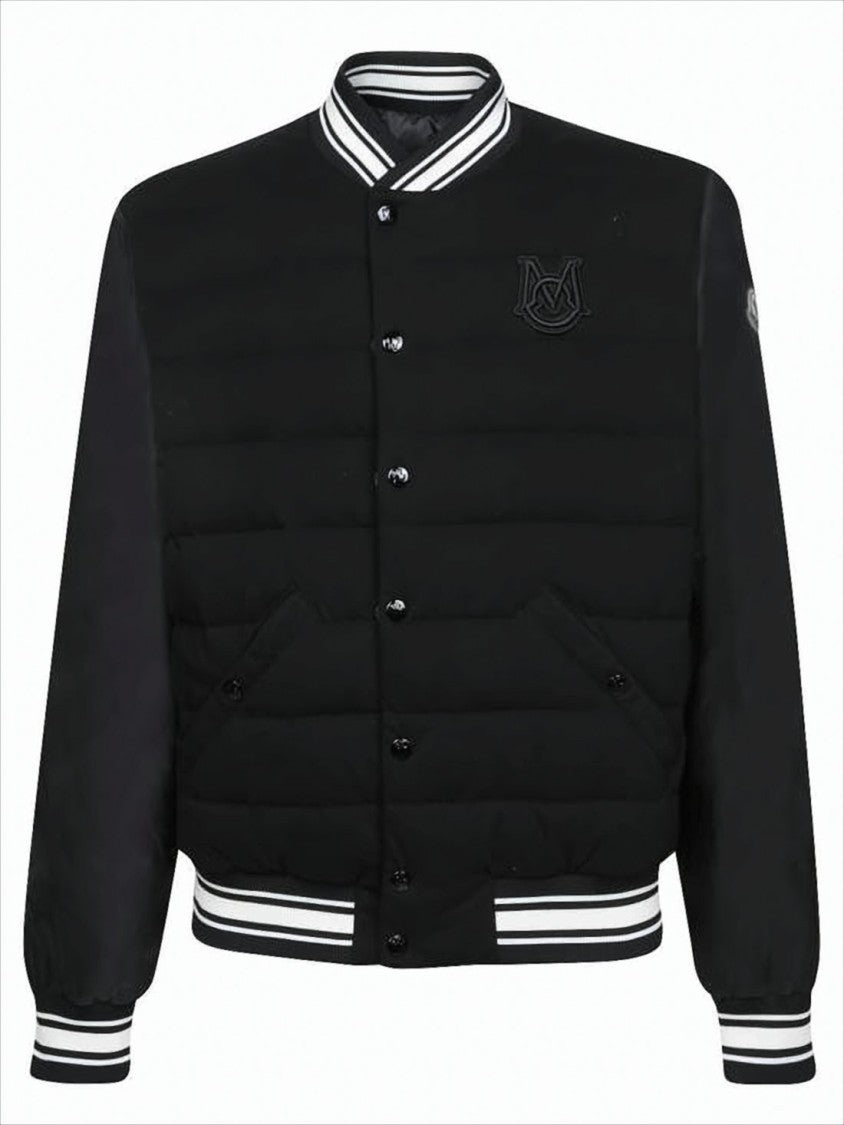 Moncler Black Polyamide Jacket With Quilted Padded Front And Logo Detail