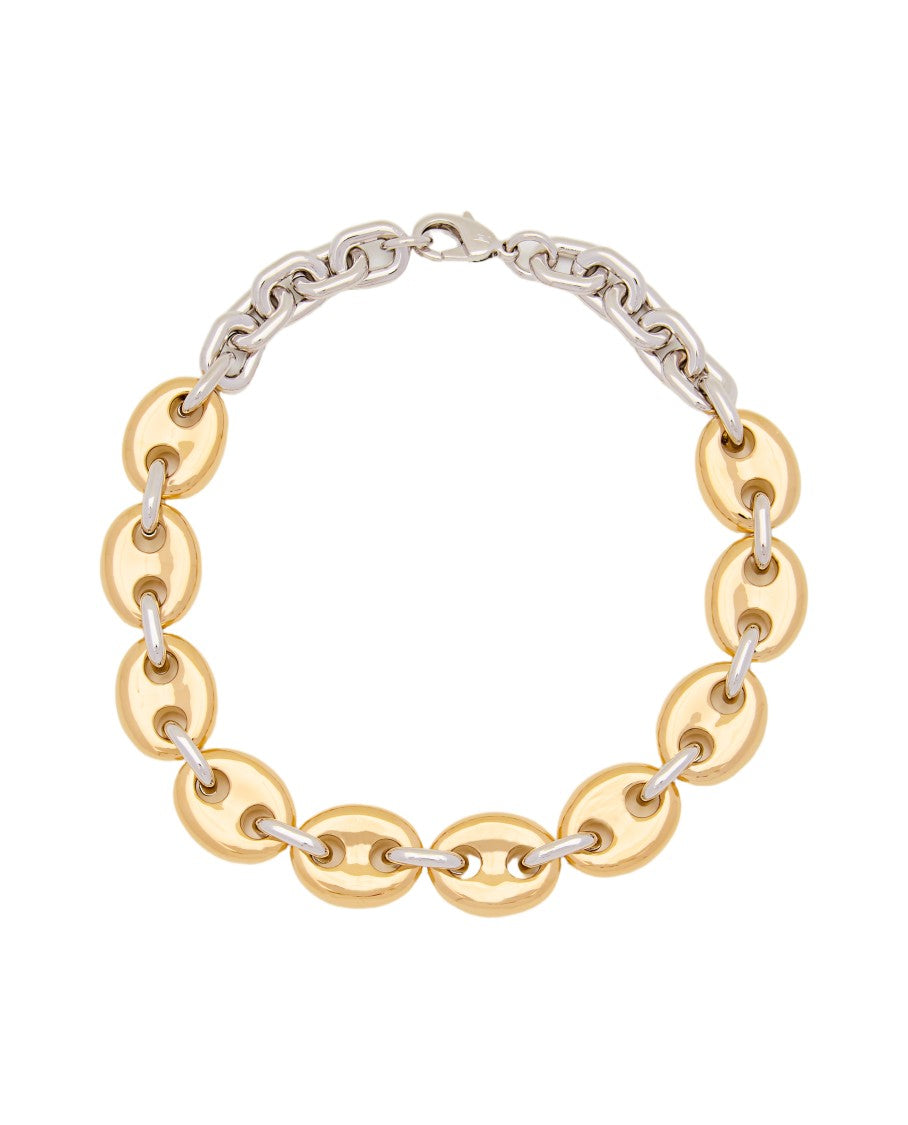 Rabanne Bold Gold And Silver Metal Mesh Necklace
