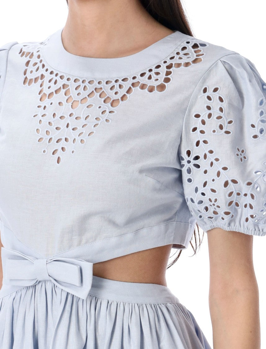 Self-Portrait Embroidered Mini Dress