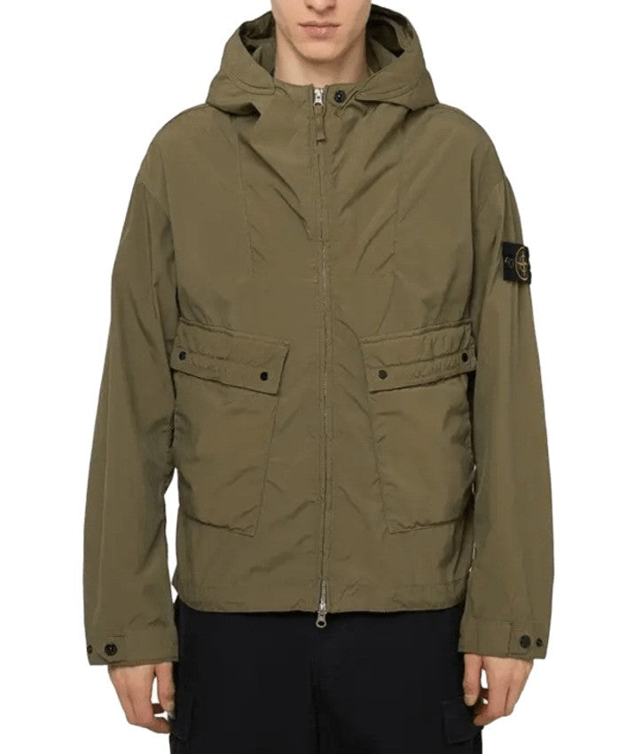 Stone Matte Finish Lightweight Jacket With Double-Layer Hood