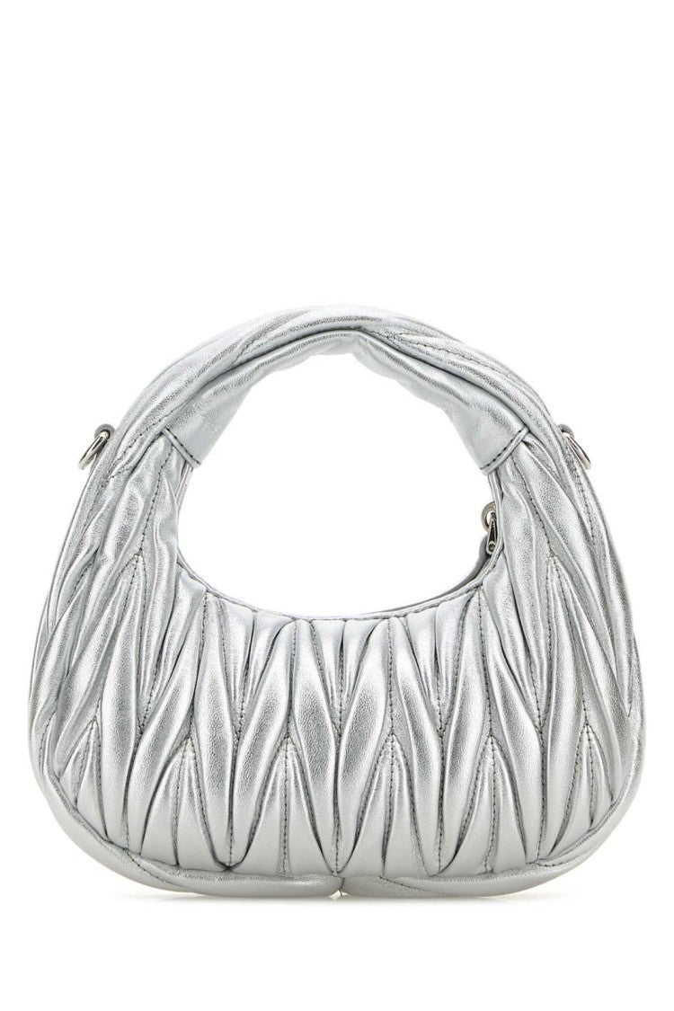 Miu Miu Structured Silver Lambskin Tote Bag