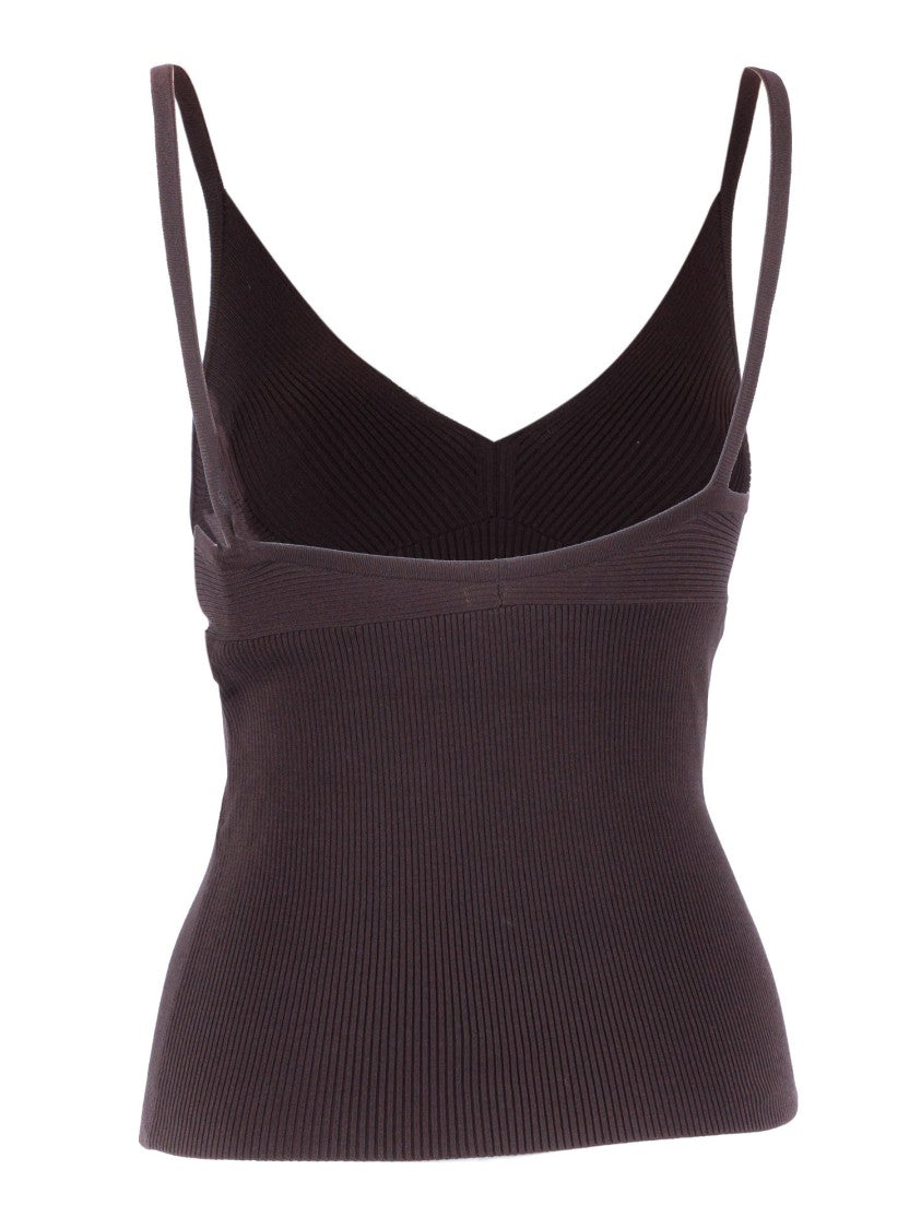 P.A.R.O.S.H. Ribbed Knit V Neck Tank Top