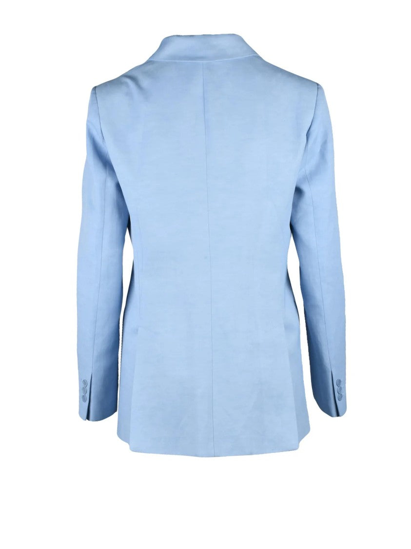 P.A.R.O.S.H. Light Blue Viscose Linen Women's Double-Breasted Jacket