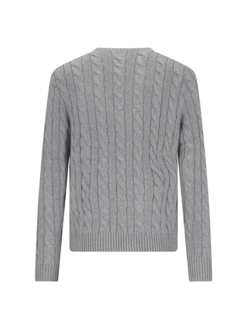 Polo Ralph Lauren Logo Cable Knit Sweater Grey