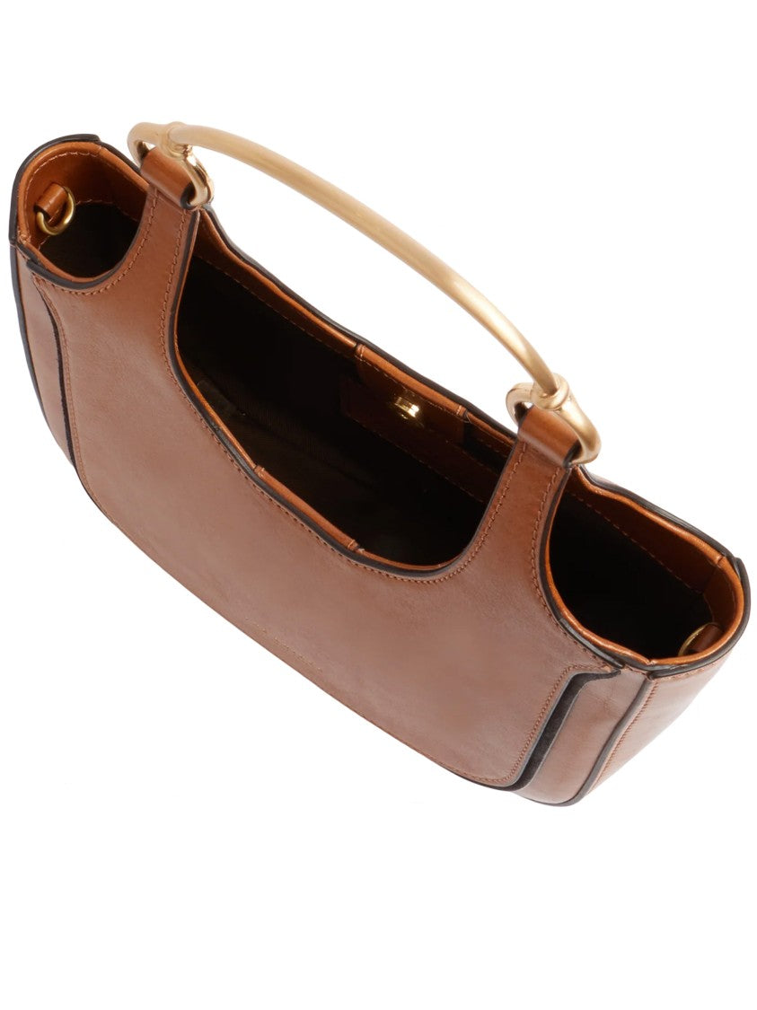The Bridge Brown Baby Hobo Structured Leather Shoulder Bag