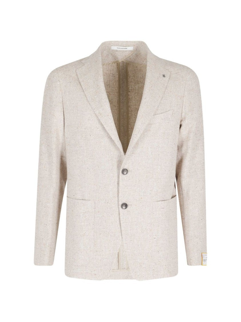 Tagliatore Tailored Beige Jacket With Notched Lapels And Button Fastening