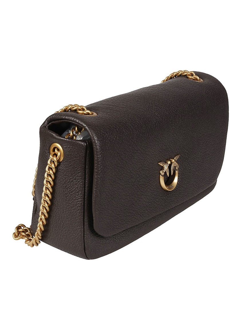 Pinko Click Soft Horizontal Sheepskin Chain Shoulder Bag