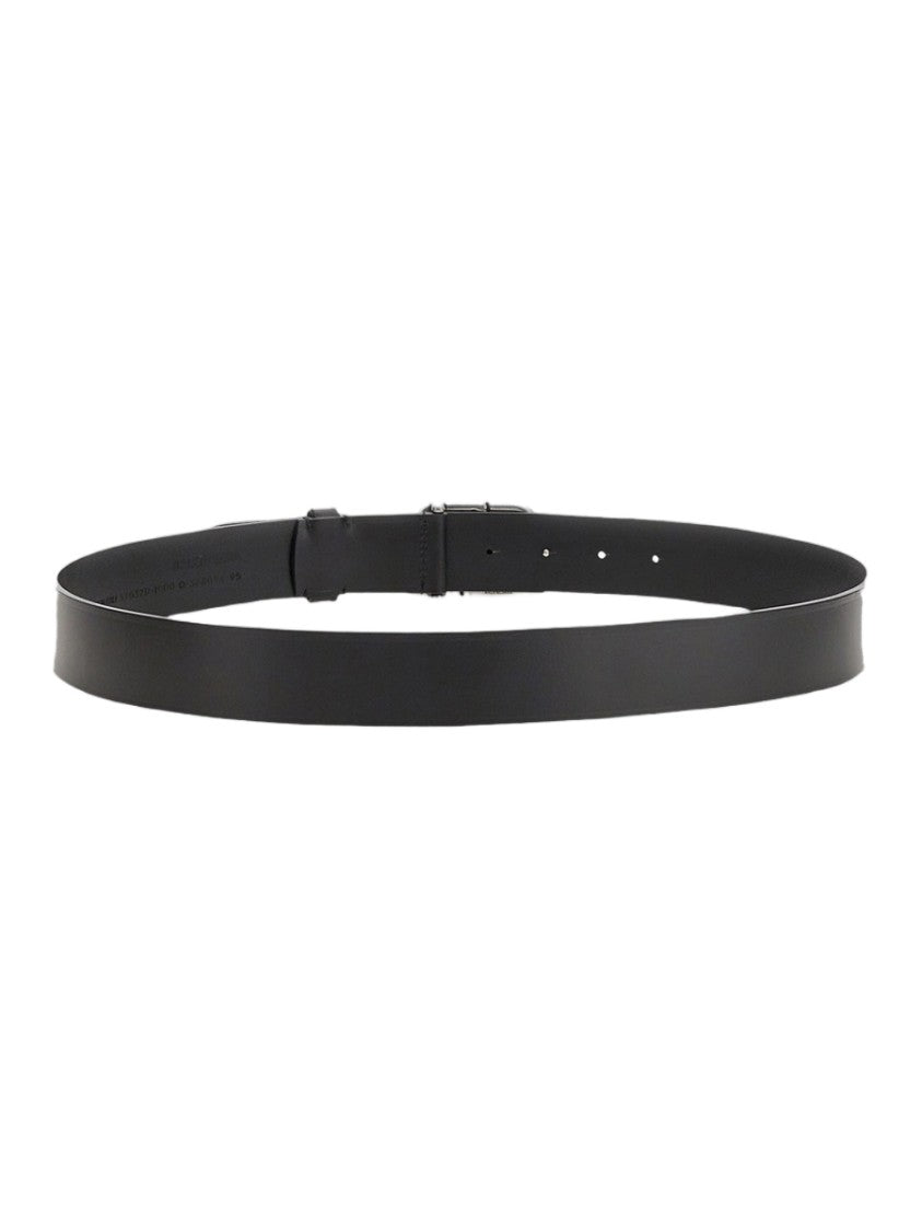 Balenciaga Black Leather Belt With Interlocking 'B' Buckle
