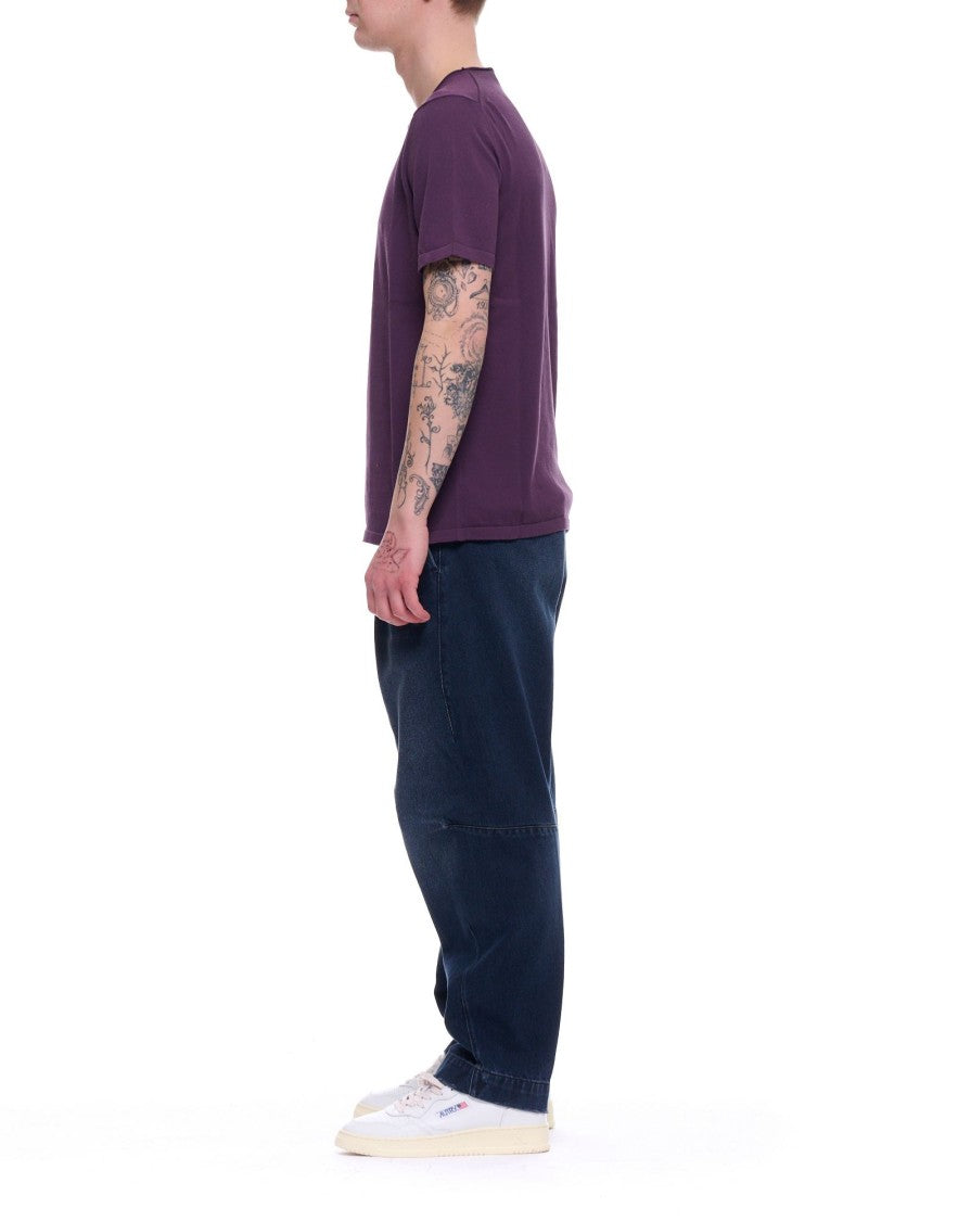 Fabrizio Del Carlo Purple Regular Fit Cotton Round Neck T-Shirt
