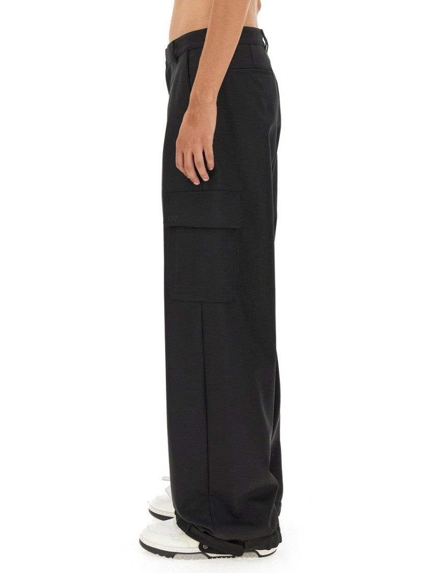 Off-White Relaxed Fit Black Cargo Pants With Side Pockets