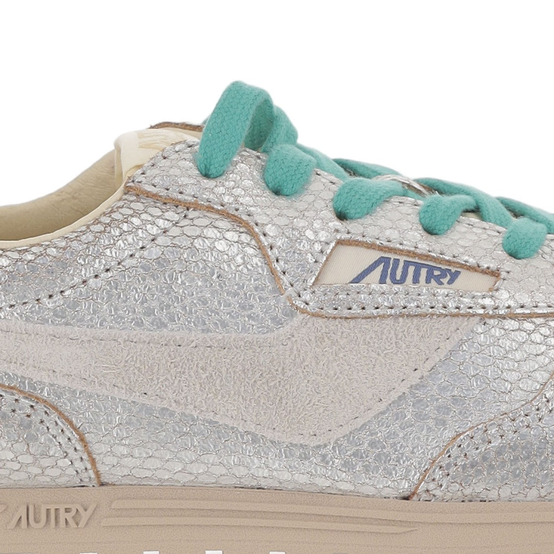 Autry Silver Lacing Leather Fabric Sneakers